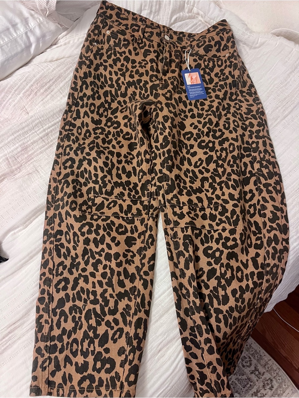 Leopard Print Barrel Pants w/ Stretch -NWT